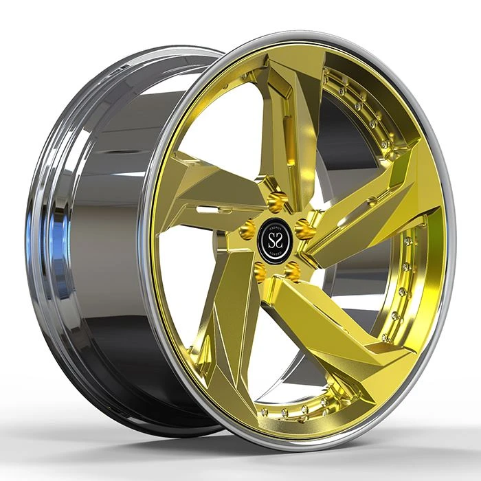 2021 Benz CLS 21x9 ET 10 en 21x10.5 ET30 Polished Gold 2- PC gesmede wielen