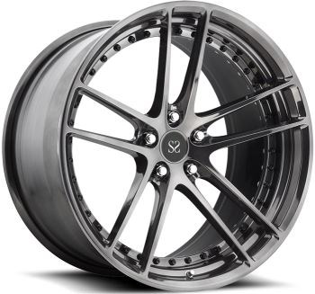 Polijst zwarte aangepaste lichtmetalen velgen voor Ferrari 458/21 inch 2-delige gesmede wielen 5x114.3