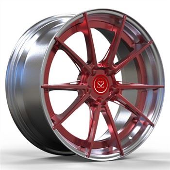 gepolijste loop met rode geborstelde schijf 21 inch aangepaste 1-pc velgen wielen voor luxe auto's