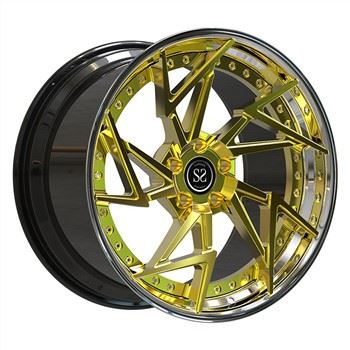 Poolse barrel + gouden borstel disc verspringen 20 en 21 inch aangepaste 2-PC gesmede lichtmetalen velgen 13J 5x112